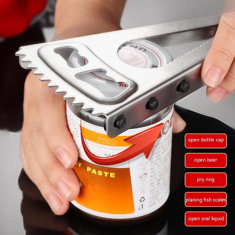 Multifunctional Beer Can Opener Cola Cans Bottle Opener Fish Scale Scraper Non-Slip Beer Beverage Cola Wine Utensils Home Tool