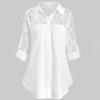 Women's Fashion Loose Casual Plus Size Lace V-Neck Button Down Long Sleeve Shirt