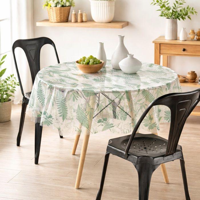 Nappe ronde transparente 140 cm Feuilles aurea