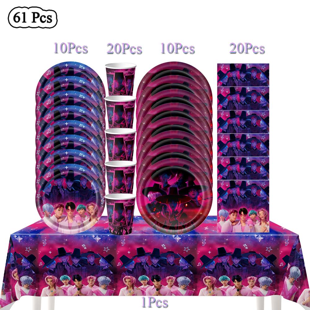 Idol Boy Kpops Demoni Vânător Petrecere de Ziua Decor Veselă De Unică Folosință Față de Masă Pahar Farfurie Balon Petrecere Baby Shower Consumabile