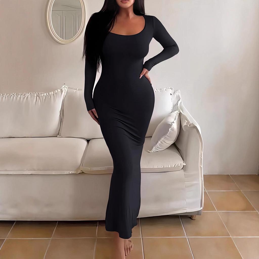 2025 European & American Slim-Fit Long Fishtail Bodycon Dress for Spring/Summer