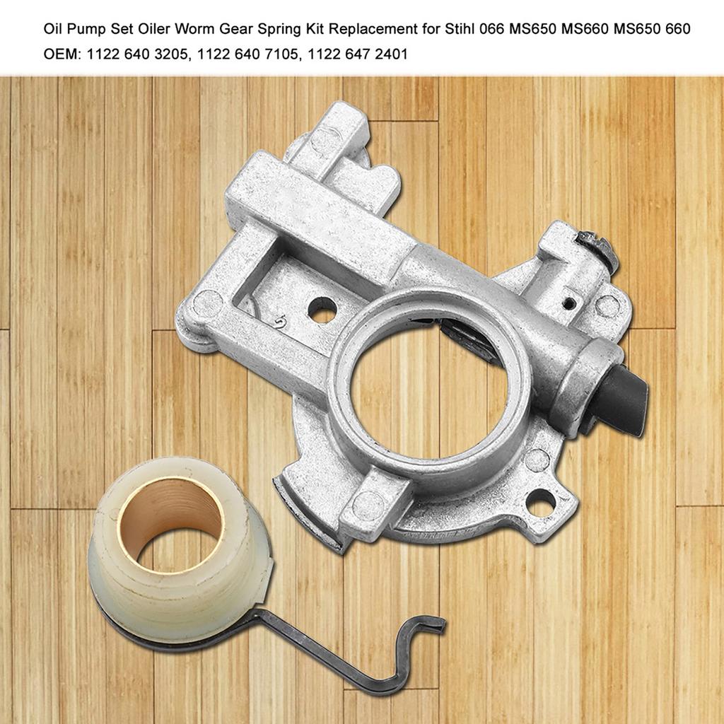 Oil Pump Set Oiler Worm Gear Spring Kit Replacement for Stihl 066 MS650 MS660 MS650 660