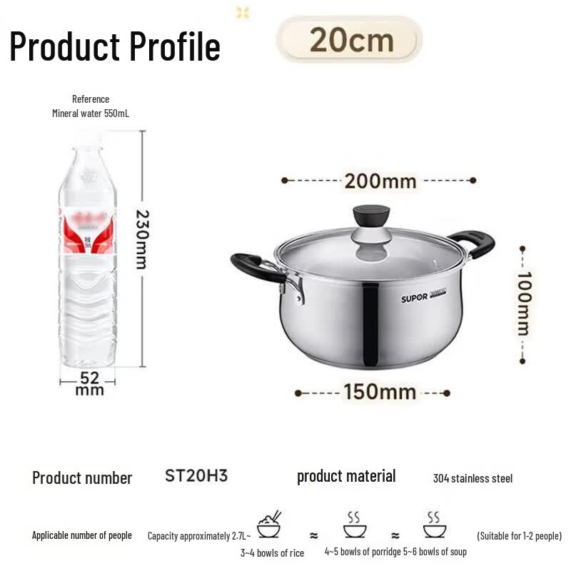 SUPOR ST20H3 304 Stainless Steel Soup & Stew Pot