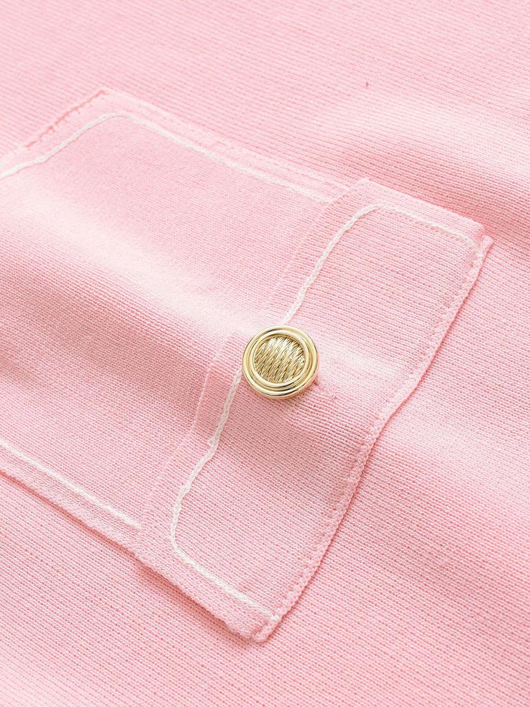 2025 Summer Women's French Sweet Casual Knit Sleeveless Dress with Pocket Brooch