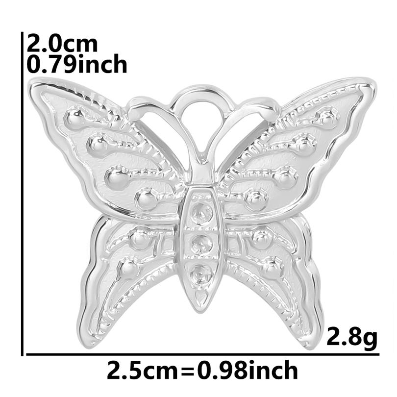 6pcs/Lot Insect Pendant Silver Color Stainless Steel Butterfly Charms For Jewelry Making Supplies DIY Necklace Earrings Pendants