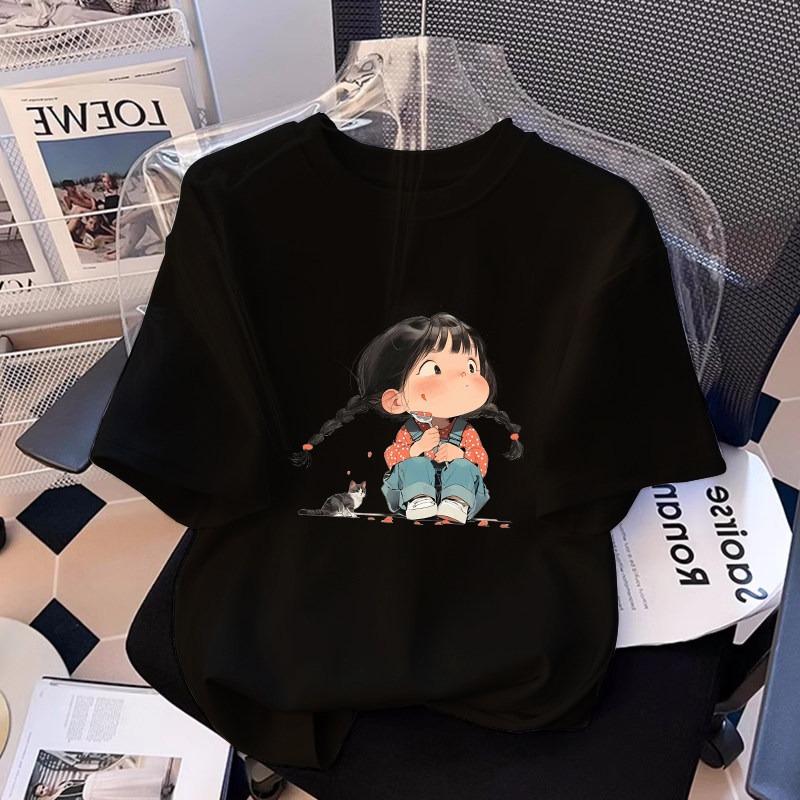 Cute Rabbit Smiling Face Printed White Children's T-shirt 2026 New Popular Summer Loose Top Parent-child Fashion Tee Shirt