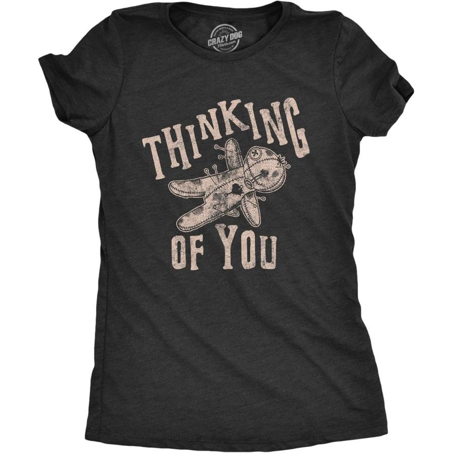 

Crazy Dog Tshirts Womens Thinking of You Tshirt Funny Voodoo Doll Graphic Novelty Tee XXXXXL чорний