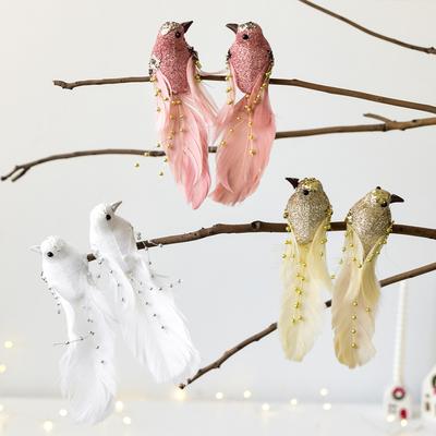 1/2pcs with Feathers Glitter Foam Colorful Clip-On Indoor & Outdoor Use Christmas Tree Ornaments Christmas Birds Artificial Birds