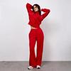 Womens Casual Commute Outfit Long Sleeve Zip Cardigan Loose Pants Set