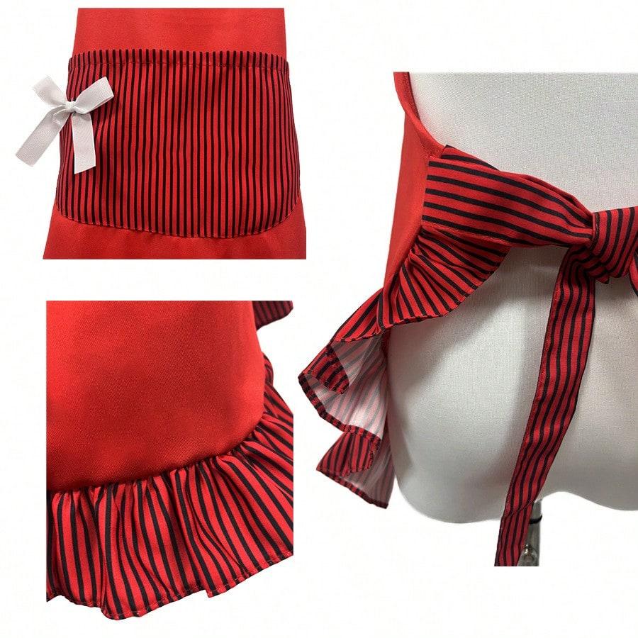 1pc Bowknot Apron, Cute Retro Style Woman Kitchen Sexy Vintage Apron With Pockets, Gift For Mother's Day
