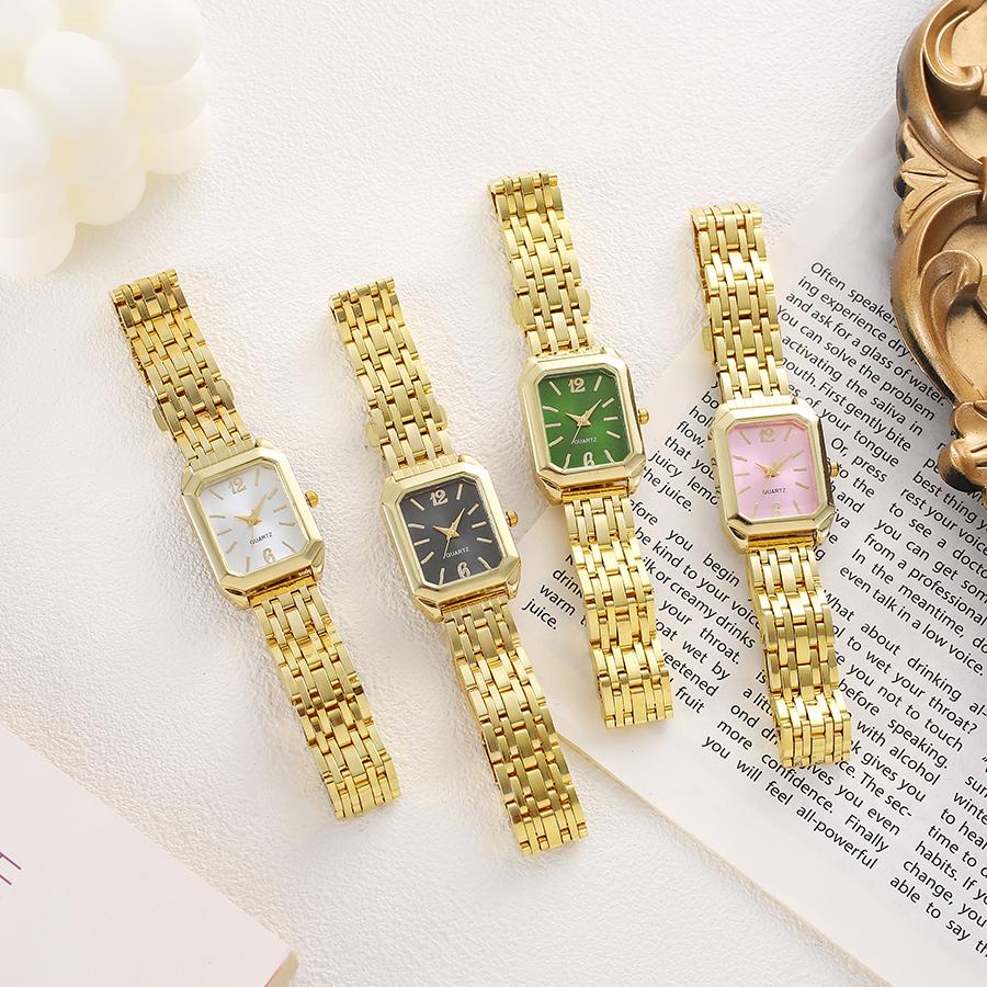 Fashionable and Luxurious All-match Rectangular Dial Alloy Quartz Watch for Women, Suitable for Daily Wear, Christmas Gifts