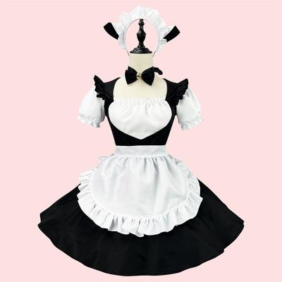 Cosplay Japan Anime Clothes Lolita Black Cat Outfit Cute Bell Maid Costume Waiter Overalls