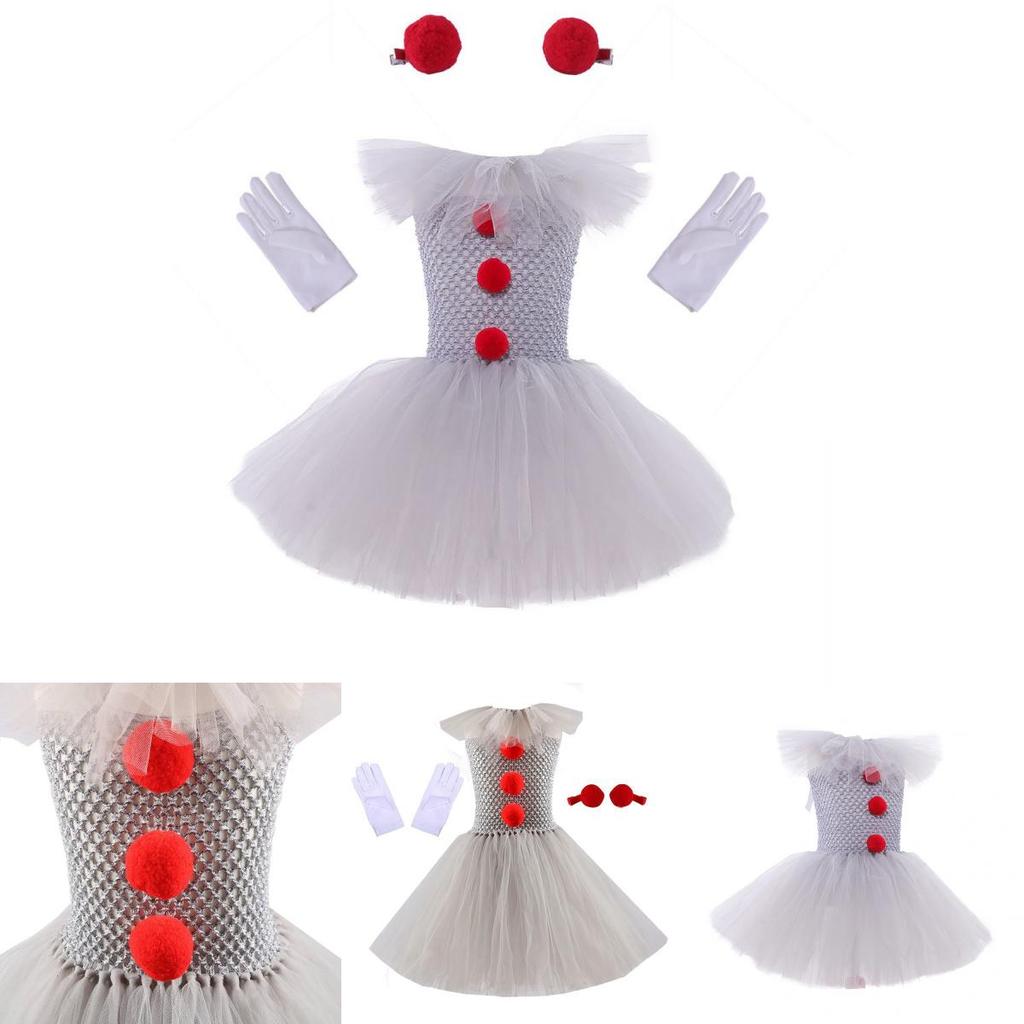 Sparkling Princess Clown Dress Set For Children's Halloween Show