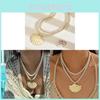 Summer Shell Necklace For Women With Multilayer Braided Cord And Alloy Pendant