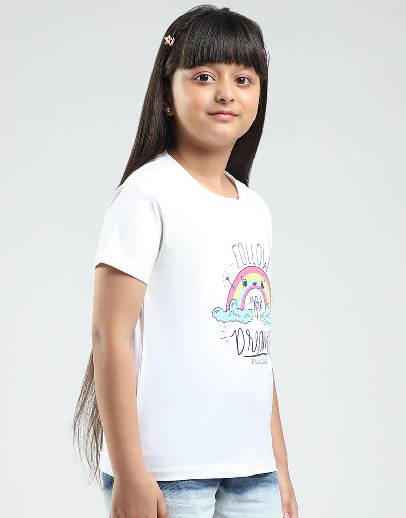 MONTE CARLO Girls Printed Round Neck Half Sleeve Tops Pack of 2