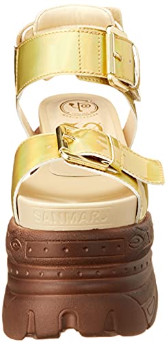 Yosuke Women's Gold Sandals, Size 25.0 cm, 2601063