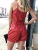 Designer Cocktail Rote Hose Stilvolle Shorts Echtes Party-Outfit Leder Damen