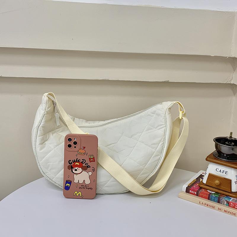 Neue Einfache Freizeit Textil Damen Schultertasche Einfarbige Große Kapazität Gesteppt Weiblich Trendige Crossbody-Tasche für Pendeln Ausflüge