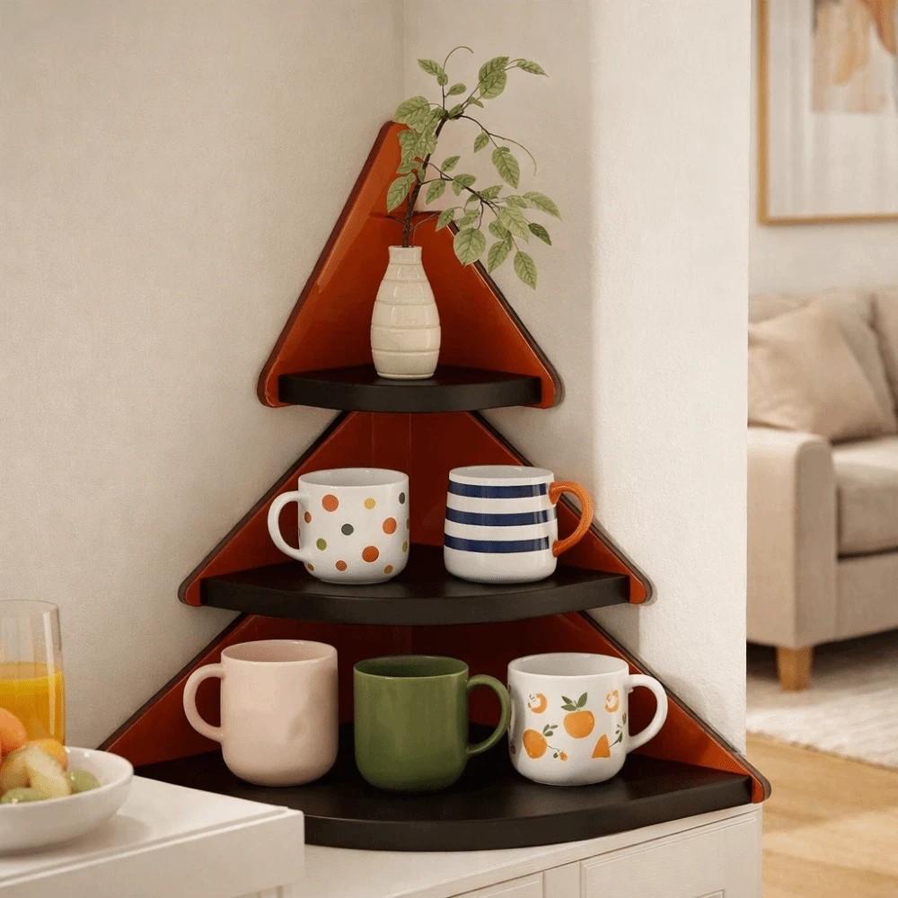 Wooden Table Corner Display Shelf Acrylic Cup Storage Rack Practical Mug Organizer  Office