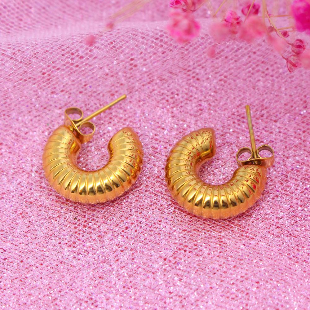 Retro Y2K Gold-Plated Stainless Steel Earrings - European & American Light Luxury Titanium Trend.
