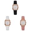 Minimalist Square Womens Quartz Watch With Pu Band For Casual Daily Wear