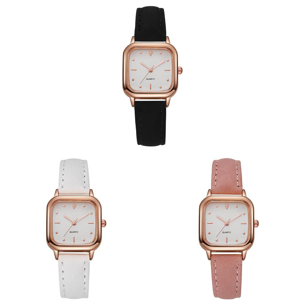 Minimalist Square Womens Quartz Watch With Pu Band For Casual Daily Wear