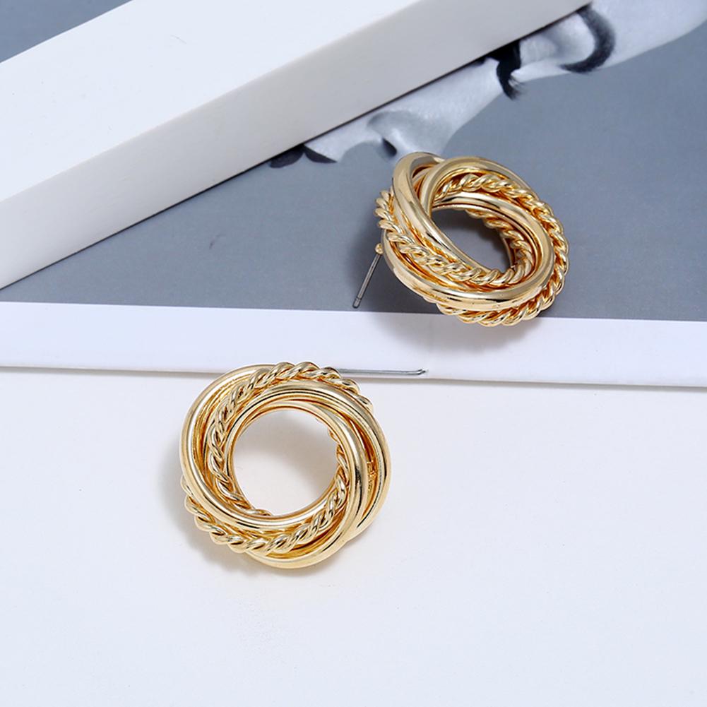 1 Pair Vintage Round Metal Fashion All-match Earrings for Women