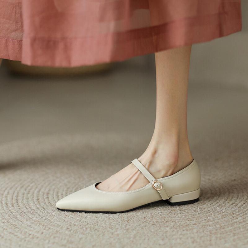 New Four-season Casual Women's Single Shoes Solid Color Pointed Head Light Mouth Low-top Rubber Soft Sole Large Size Shoes Women's Lazy Shoes