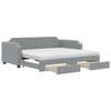 VidaXL Daybed with Trundle and Drawers Light Grey 100x200 Cm Fabric 3197693