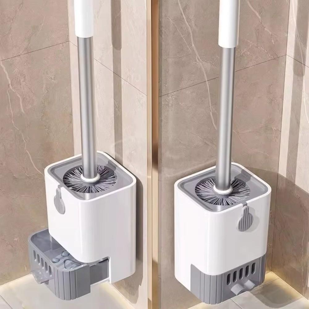 Durable Bristles Long Handle WC Brush Built-in draining tray Bathroom Cleaning Tool Shower Area