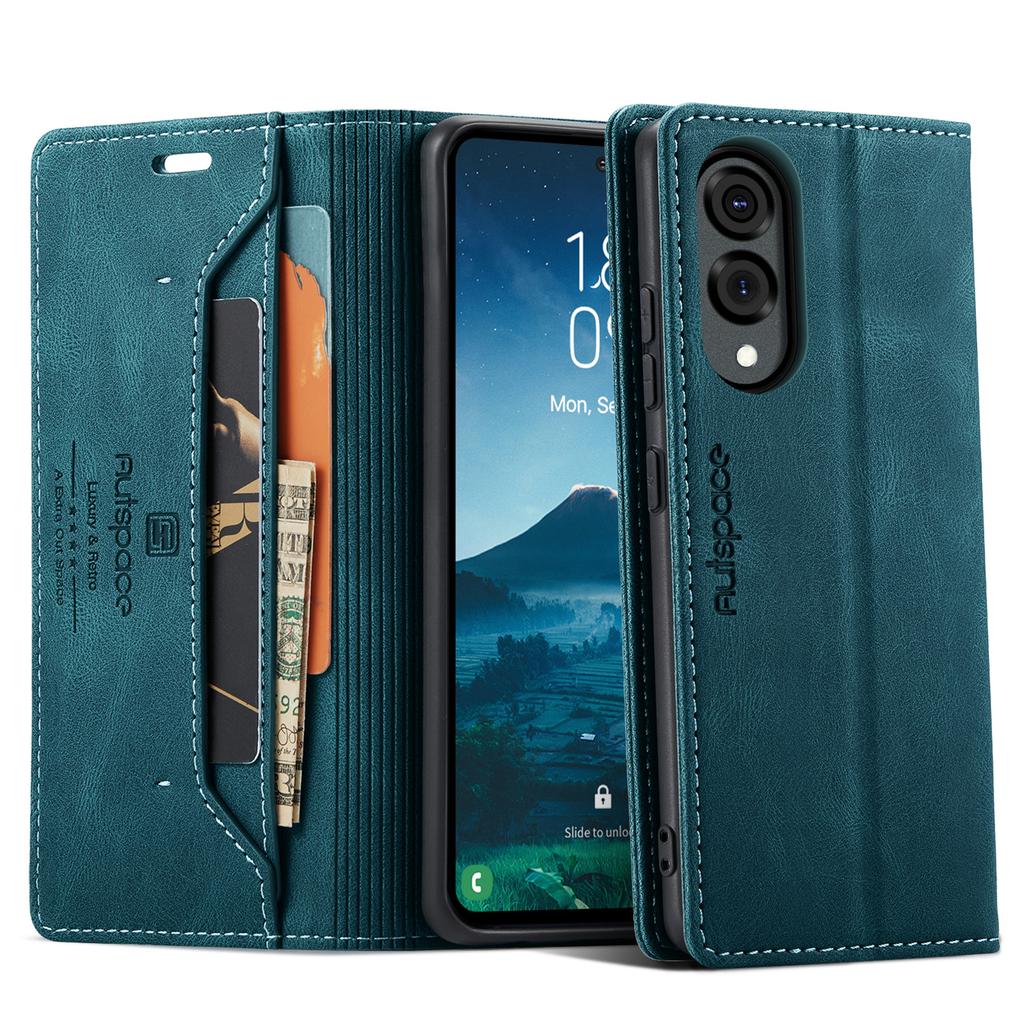 For Samsung Galaxy S25 Edge Wallet Case AUTSPACE A01 Leather Stand Cover with RFID Blocking Card Holder