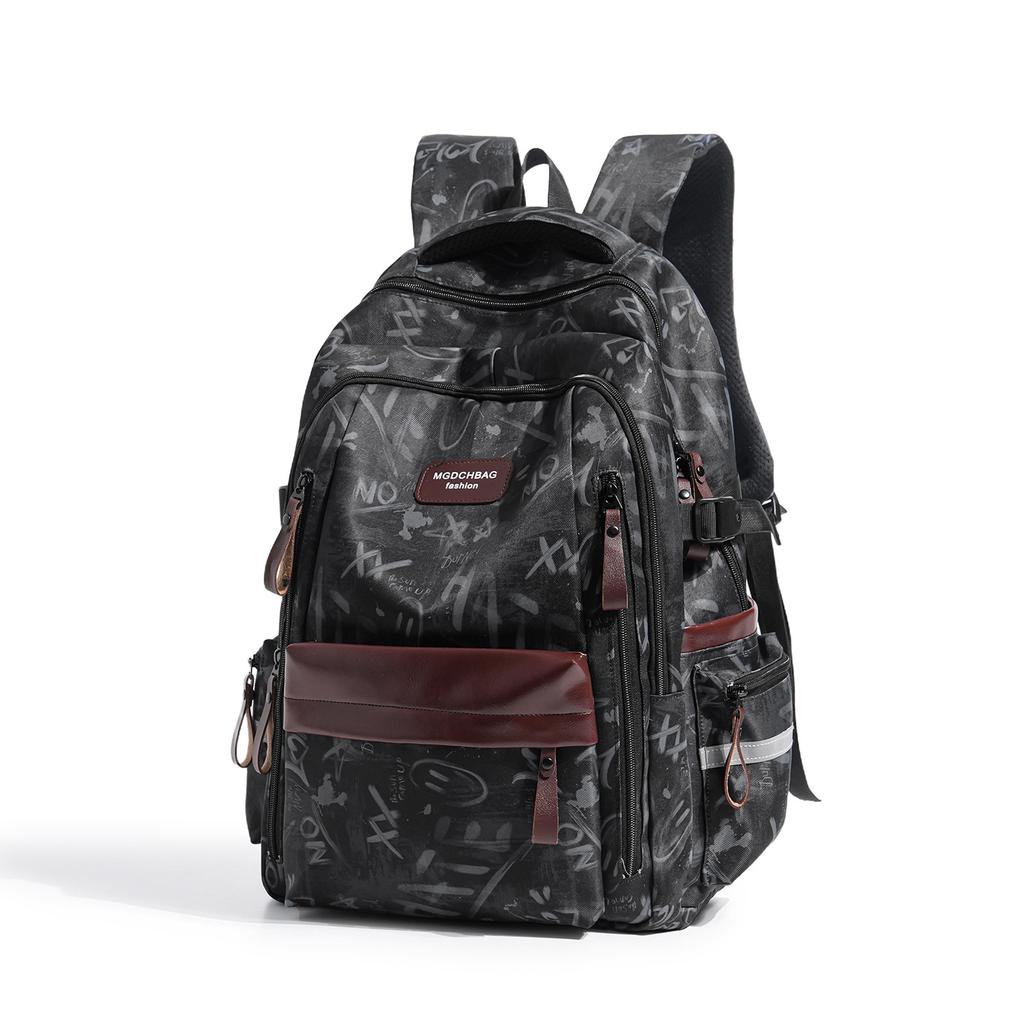 Bolsa para la escuela: Mochila para estudiante de secundaria, mochila para hombre, graffiti estilo coreano, gran capacidad para estudiante de secundaria, alivio de peso, protección de la columna vertebral