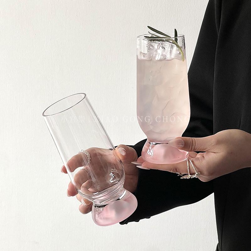 Cute Thick Bottom Handle Coffee Glass Mountain Latter Milk Juice Water Glass Goblet Glass Cup