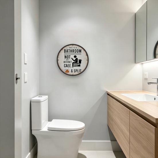 Vintage Wooden Bathroom Sign This Is A Bathroom Not A Cafe Funny Wall Art Rustic Hanging Round Plaque for Farmhouse Restroom