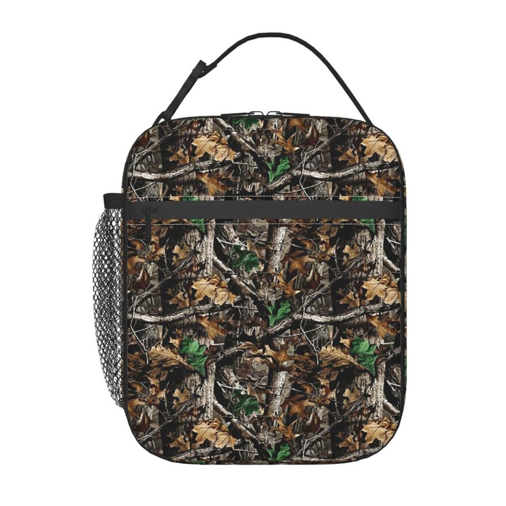 Camouflage With Leaves And Branches Print Insulated Lunch Bag for Women Children Portable Food Boxes Thermal Lunch Box Tote