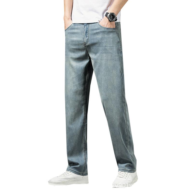 Tencel Jeans, Lightweight, Hong Kong Style, Soft, High-end Men's Jeans, Loose, Straight, Summer Trend And Versatile