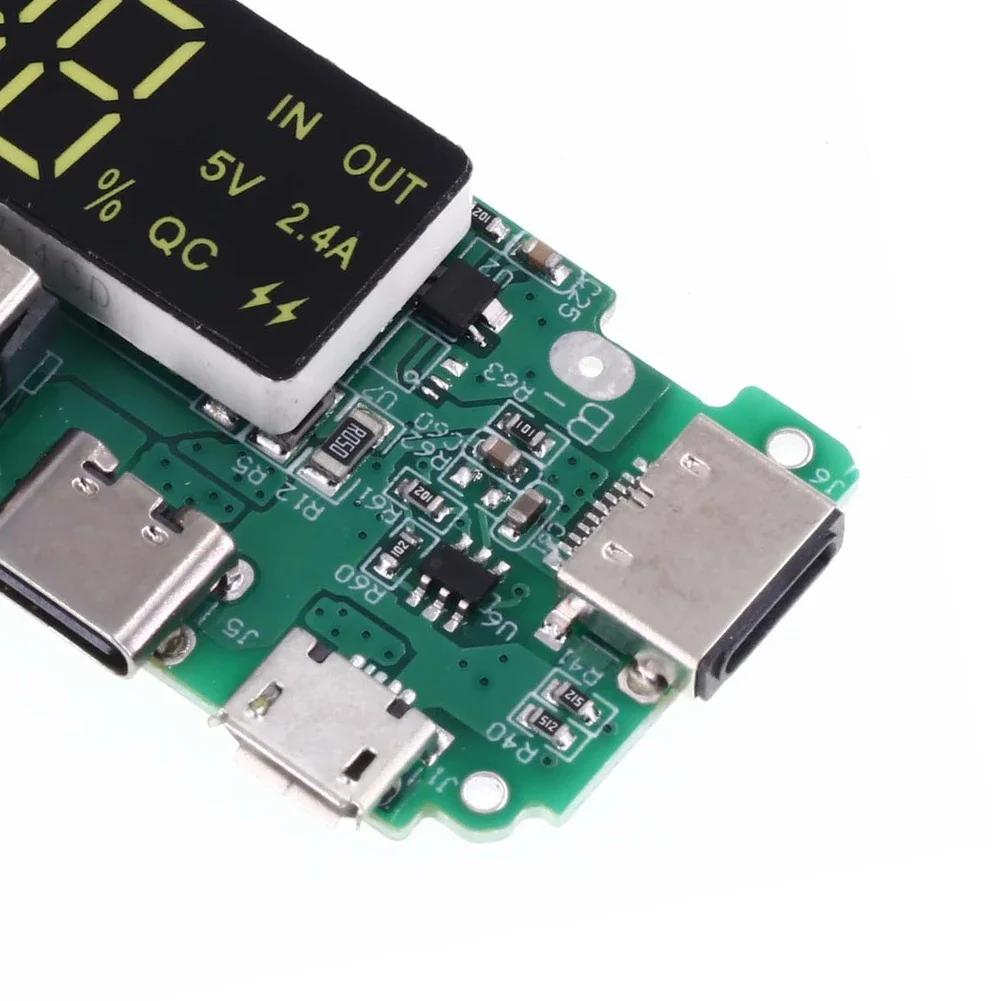 18650 Mini Type-C Power Bank Module with Overcharge LED Display Dual USB Lithium Storage Battery Charger Control Board 2A