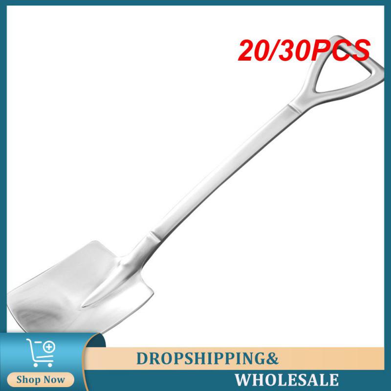 

20/30PCS Stainless Steel Shovel Shape Fork And Spoons Branch Leaves Handle Coffee Dessert Spoon Handle Spoons Kitchen