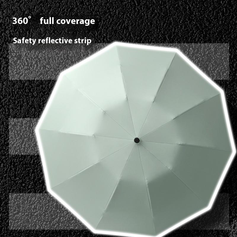 10-Bone Automatic Reverse Umbrella with Reflective Strip & Luminous Design Classic Business Advertising Gift Sunny Umbrella Logo