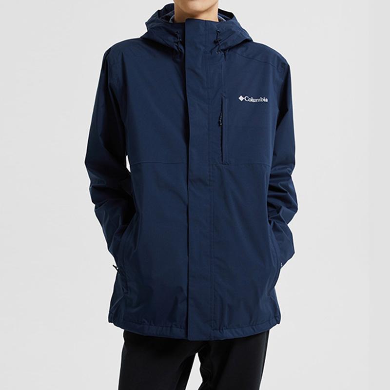 Columbia Casual Sports Single-Layer Hooded Zipper Outdoor Hiking Waterproof Windproof Breathable Lightweight Jacket Men jackets Navy-Blue RE0086-464