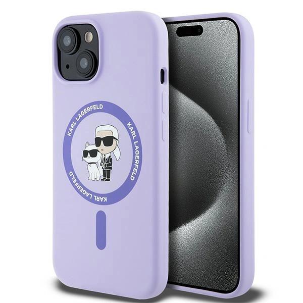 Karl Lagerfeld Klhmp15Sscmkcrhu Iphone15 6.1 Fioletowy/Purple Hardcase Silicone Karl&Choupette Heads Ring Magsafe