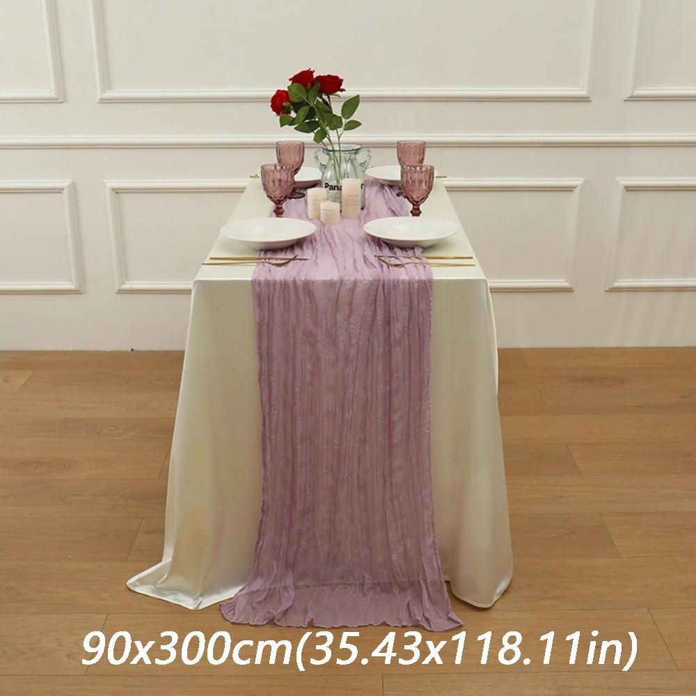 Semi-Sheer Cheese Cloth Table Runner Boho Rustic Elegant Tulle Balinese Pleated Tablecloth DIY Gauze Table Runner