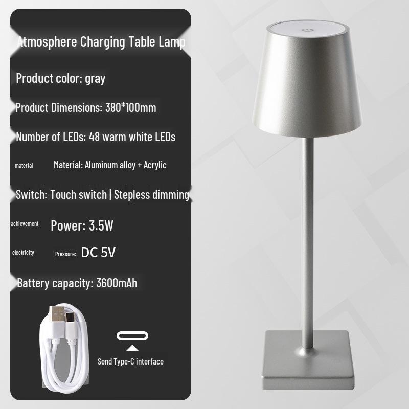 Rechargeable Touch Dimming Table Lamp - Decorative for Dining, Cafe & Bedside Night Light.