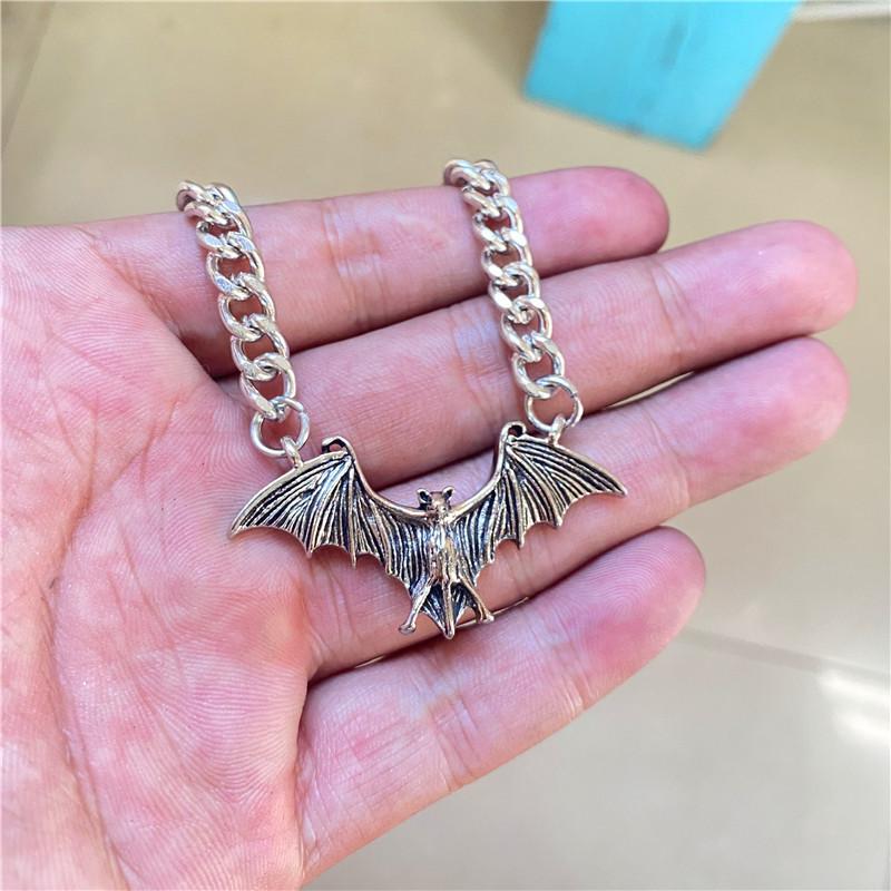 Bat Pendant Necklace With Alloy Material For Gothic Jewelry Enthusiasts
