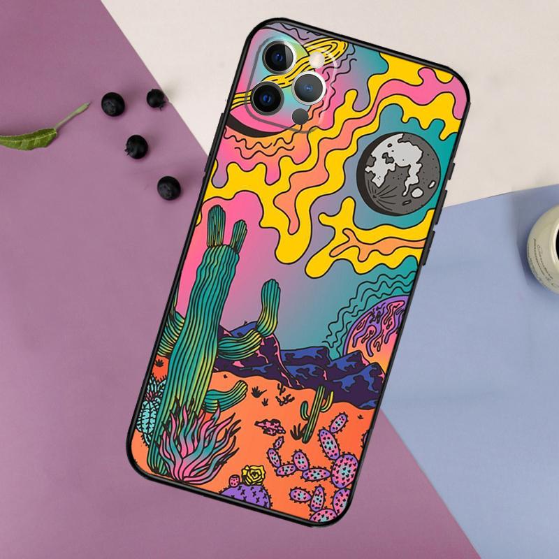 Indie Hippie Konst Telefonfodral För iPhone 17 16 15 14 11 12 13 Pro Max Plus 12 13 mini 16e 17 Air Bumper Cover