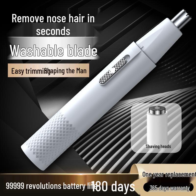 Electric Unisex Nose & Ear Hair Trimmer and Mini Shaver with Sideburns Attachment
