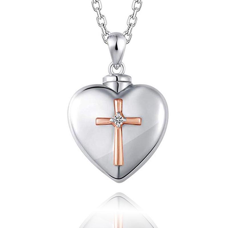 

Cross Heart Pendant Keepsake Urn Necklace Jewelry Gifts 2.9mm