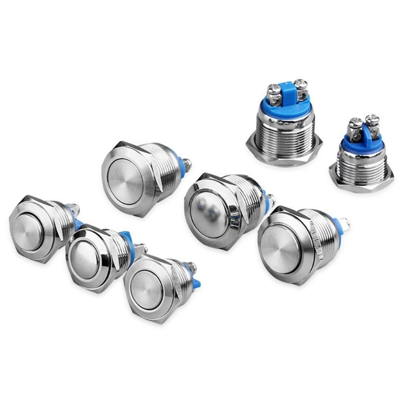 8 Stück 16mm Momentary Drucktaster Metallgehäuse Hochrund Schraubklemmen Wasserdichte Schalter Einfach zu bedienen