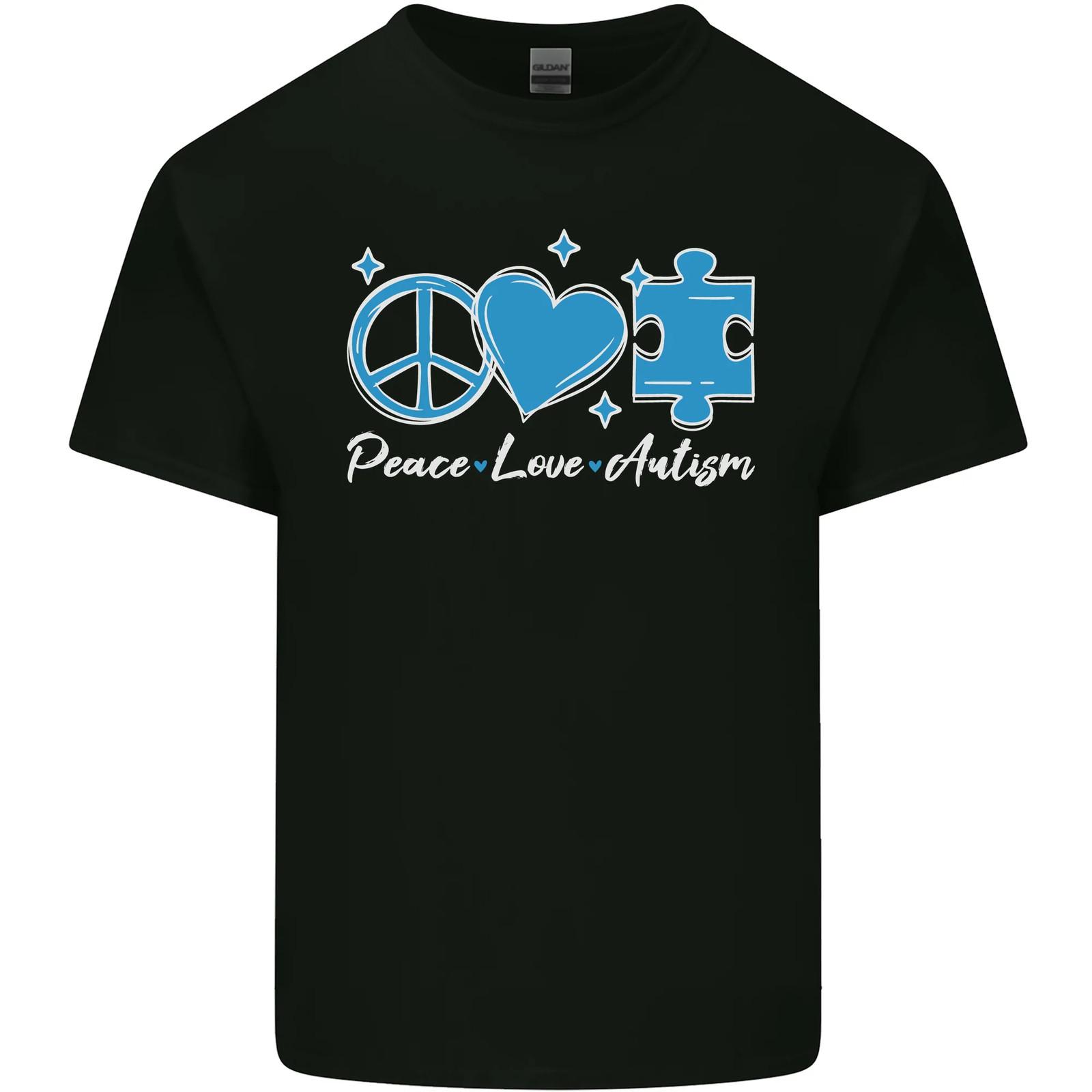 26 Peace Autism Austistic Mens Cotton T-Shirt Tee Top Unisex T-Shirt XL