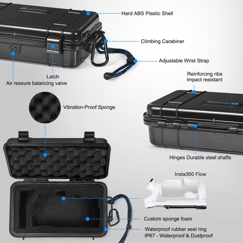 Lekufee Portable Waterproof Hard Case Insta360 Flow Pro Compatible with Flow 2 Insta360 Flow Creator Kit Compatible with Smartphone Gimbal and Compact